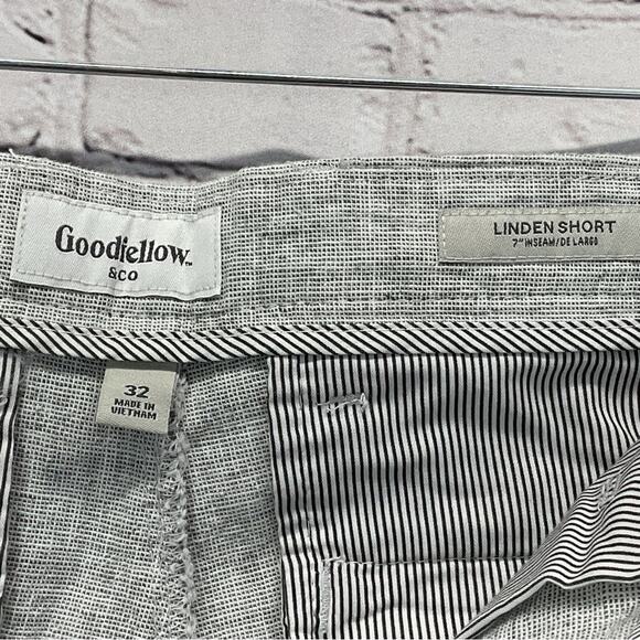 Goodfellow & Co Linden Flat Front Shorts Men’s Sz 32 Gray Athleisure Linen Blend - Picture 2 of 8